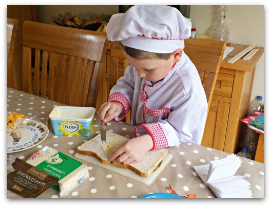 chef making sandwiches for pretend play cafe