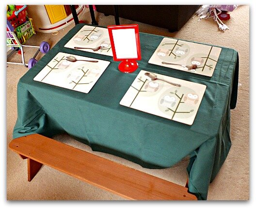 Cafe pretend play table setting