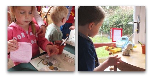 Cafe pretend play - taking the money