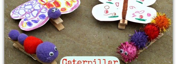Caterpillar and butterfly peg craft
